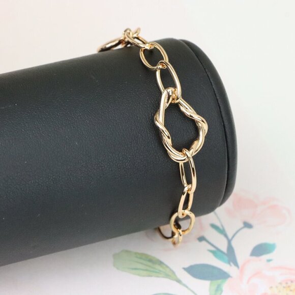 "Chunky Twisted Chain Rose Gold Bracelet with Adjustable Length, XPBL1141 - Picture 6 of 12